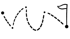 A dotted line leading to a flag