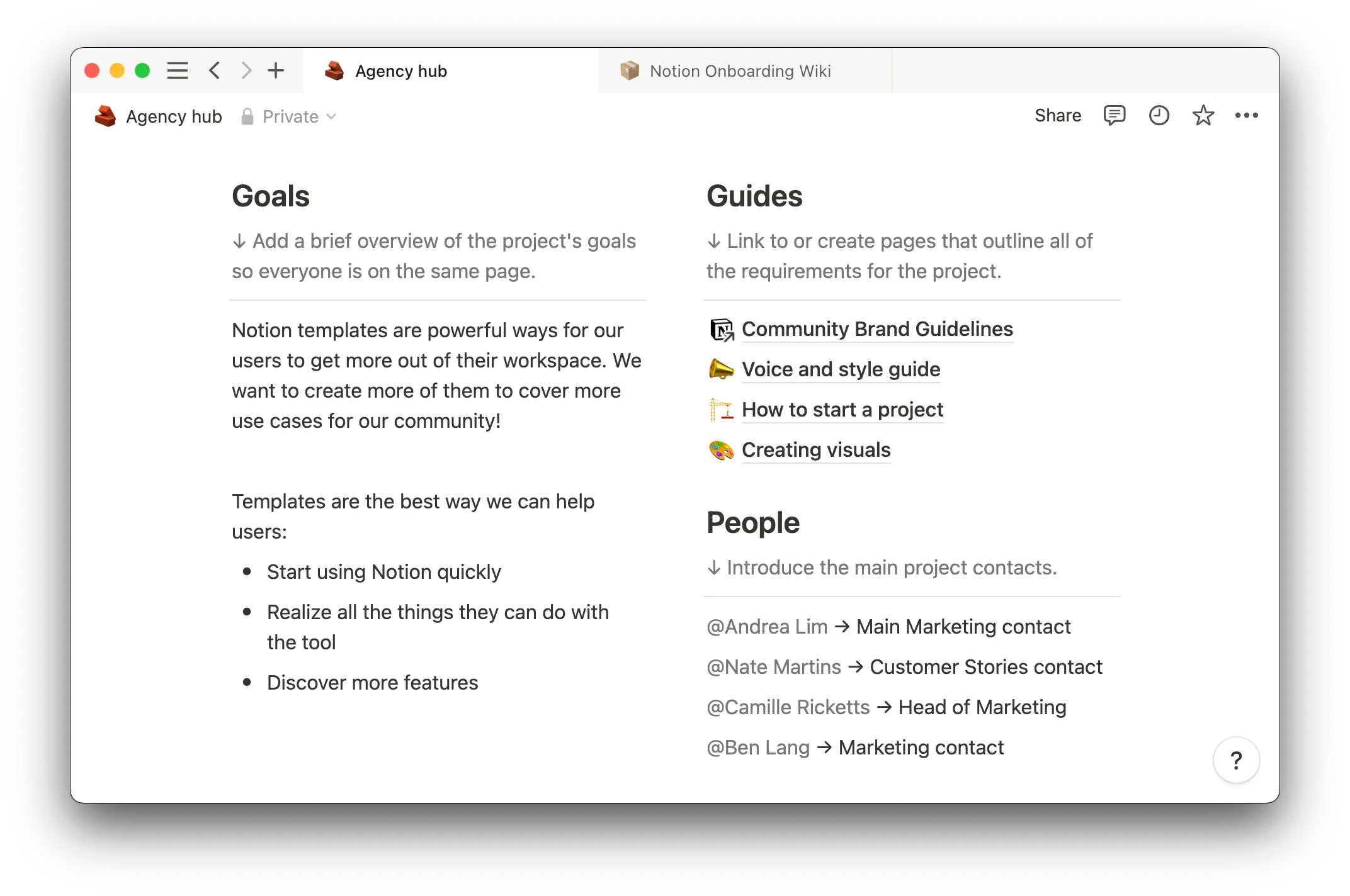 Notion Agency Hub template