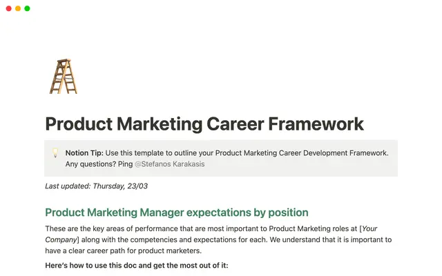 Product Marketing Career Framework (Ladder)