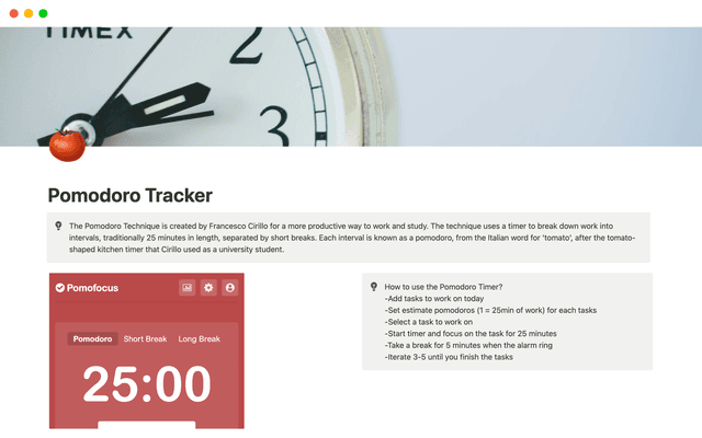 Pomodoro Tracker
